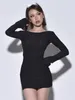 Casual Dresses Backless Sexy BodyCon Dress for Women Club Outfits Tie Bow Vestidos de Mujer Long Sleeve Streetwear Black One Piece Y2k