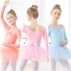 Bühnenkleidung Mädchen Ballett Tanzkleid Kinder Kinder Hochwertige kurze / lange Ärmel Tüll V-Rücken-Bowknot-Gymnastik