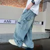 Boy Cargo Jeans Teenage Children Wide Leg Denim Pants for Boys Loose Pockets Trousers Spring Autumn 4 6 8 10 12 14 16Yrs 240227