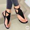 Sandals In the summer of 2021 womens casual flat bottomed toe clipped sandals wear large outside one-line buckleH240306