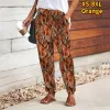 Capris 2023 Weekend zijkantzakken Wijd been broek broek bloemenprint broek dames fashion vakantie volledige lengte comfort los fit 8xl