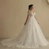 New Off Shoulder Lace Wedding Dress 2024 For Women Sleeveless Vintage Shinny Glitter Bridal Ball Gown Vestidos De Novia