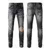 Nya jeans män designer jeans högkvalitativa modemän jeans cool stil lyxdesigner denim byxa orolig rippad cyklist svart blå desig