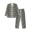 Pyjamas pour hommes gris en peau de serpent pyjamas pour hommes imprimé animal belle chambre automne 2 pièces ensembles de pyjama imprimés surdimensionnés en vrac