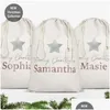 Decorações de Natal Sublimação Em Branco Santa Sacos DIY Personalizado Dstring Saco Sacos de Presente de Natal Bolso Transferência de Calor Drop Entregar DHTH1