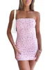 Casual Dresses Women Wrap Chest Bodycon Dress Floral Print Sexy Strapless Backless Cocktail Skinny Mini