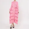 Casual Dresses Miyake' 2024 Autumn High End 3D Embroidered Lace Tune Waist Suit Collar Slim Cardigan Dress