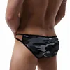 Sous-vêtements respirants pour hommes, sous-vêtements sexy en maille, taille basse, poche pour pénis, Jockstrap, Camouflage, culotte de bikini gay
