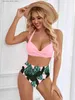 Dames Badmode Sexy Hoge Taille Bikini 2024 Nieuwe Halter Vrouwen Badpak Vrouwelijke Bikini Set Print Body Badpak Zomer Biquini XXL Q240306