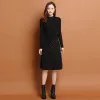 Abito maglione con stampa a pois finto patchwork in due pezzi donna inverno spesso ufficio signora casual caldo mezzo dolcevita ALine Vestido Mujer