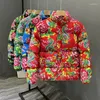 Rów damskich Płaszczy Północno -wschodnie Chiny Big Flowton Coat Korean Para Zima Zimowa siatka Czerwona Moda ten sam styl