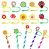 Wegwerpbekers rietjes 10 pc's strokap dop s tip covers herbruikbare toppers voor tumblers planten stopper decoreren charmes