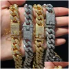 Chains Hip Hop Bling Mens Chains Jewelry Gold Sier Miami Cuban Link Chain Necklaces For Male Hiphop Diamond Iced Out Drop Delivery Jew Dhza7