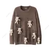 FUREMO | Autumn/winter New Fun Cartoon Little Bear Doll Knitwear Letter Jacquard Round Neck Loose Sweater Trendy