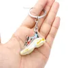 3D Emation Keychains Mini Lanyards Basketball Shoes Three Nsional Model Keychain Sneakers Couple Souvenir Mobile Phone Key Pendant D ba N23