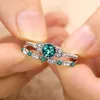 Cluster Ringen IPARAM 2 stks/set 2024 Luxe Groen Blauwe Steen Kristal Voor Vrouwen Sliver Kleur Bruiloft Engagement Sieraden Dropship