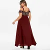 Vestidos casuais plus size 6xl vestido longo de grandes dimensões para mulheres verão elegante fora do ombro renda chiffon vestidos feminino festa formal occas