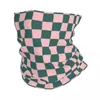 Bandanas a scacchiera modello verde acqua e rosa bandana gallatta per protezione UV protezione copertura per sciarpa geometrica tubo di fascia a quadri balaclava