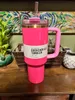 Pink Parade Co-Branded Black Chroma With 1:1 Logo H2.0 40oz Stainless Steel Tumblers Cups with Silicone handle Lid Straw Travel Car mugs Water Bottles US STOCK