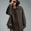 Giacche da uomo Cappotto vintage con cerniera leopardato Hip Hop Streetwear Giacca di jeans Harajuku Capispalla retrò maschile