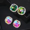 Boucles d'oreilles mode luxe bijoux couleur cristal strass carré pour femme couleur or boucle d'oreille accessoires Brincos WX035