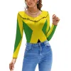 T-shirt Jamaica Flag Ruffle Short Sleeve TShirt Women's V Neck Print T Shirt Tops Jamaica Flag Country World Fashion Men Women Trends