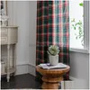 Kurtyna świąteczne okno Red Green Plaid Cotton and Line Curtains American Retro Country Style Valance for Kitchen 240115 Drop Deli Dhkhk
