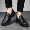 Модельные туфли WAERTA, мужские удобные формальные оксфорды, кожаные мокасины на шнуровке, резиновые, черные, неглубокие, однотонные