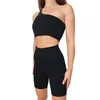 Duas peças conjunto de yoga shorts pant fitness sem costura treino wear manga longa sutiã esportivo ternos treinamento das mulheres roupas ginásio 240228