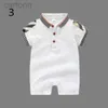 Footies High quality Baby Rompers baby boys plaid jumpsuits toddler kids lapel short sleeve cotton climb clothes fashion newborn lattice Bodysuit 3 models 240306