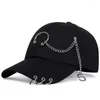 Berets Dome Sun Ochrony Kapelusz Kreatywny pierścień pierścień baseballowy punkowy hip -hop czapki bawełniane dorosłe swobodne solidne regulowane