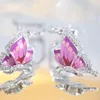 Boucles d'oreilles pendantes série romantique en émail, argent sterling 925, motif papillon rose, plaqué or, pour femmes