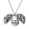 Pendant Necklaces You Are My Sunshine Sunflower Necklaces For Women Gold Open Locket Pendant Long Chain Fashion Inspirational Jewelry Dh623