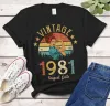 Tシャツヴィンテージ1981オリジナルパーツTシャツ40歳40歳の誕生日プレゼントアイデア女性のママ妻娘面白いレトロTシャツ