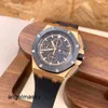 Pilot Wrist Watch AP Tourbillon Wristwatch Royal Oak Offshore Series 26401RO Rose Gold Three Eyes Timing Rubber Band Mens Fashion Leisure Business Montre Machinery