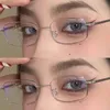 선글라스 Y2K 소형 정사각형 합금 프레임 안경 소녀 레트로 독서 방지 안티 블루 라이트 노인 안경 여성 남성 금속 투명 렌즈 안경