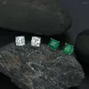 Stud Cüping Vinregem Asscher Kesme Laboratuvarı Oluşturdu Sapphire Emerald değerli taş kulak saplamaları Kadınlar için 925 STERLING Gümüş İnce Takı