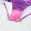 Swimwear New Girl Bikini Children Swimsuit Teenage Girl One Pieces Swimwear purple Bling Patchwork Bathing Suit 314Y