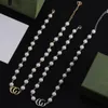 18k Gold Perl Designer Halsband Pendant Neckor Designer Halsband Kvinnor Fina Pearl Chain Halsbandsmycken