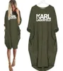 FashionWomen karl رسائل فستان فضفاضة غير رسمية الربيع الخريف حجم 4xl 5xl بالإضافة إلى الحجم فستان الملابس 5348191