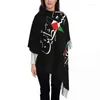 Ropa étnica Mujer Borla Palestina Árabe Grande Invierno Otoño Chal Wrap Palestina Solidaridad Bandera Mapa Reversible Cashmere Bufanda