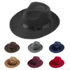 Chapeau en feutre dur Vintage pour hommes et femmes, chapeau Fedora Trilby Panama à large bord, Gangster Cap2546