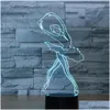 Bordslampor Abstractive 3D Optical Illusion Ballerina Ballet Girl Colorf Lighting Effect Touch Switch USB Powered Decoration Drop DH8H3