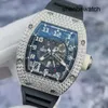Exciting Watch Nice Watch RM Watch RM010 Automatic Mechanical Watch Rm010 Ag Wg Original Shell Outer Ring Rear Diamond Side Full Diamond 18k