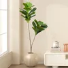 Decorative Flowers 103cm/132cm Large Artificial Ficus Plants Plastic Tropical Fiddle Leafs Fake Fig Tree Branch Floor For Garden Office Home