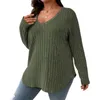 Women's Blouses Women Loose Fit Top Cozy Plus Size Knitted Tops For Irregular Hem V-neck Pullovers With Soft Warmth Style Fall Winter