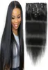 Peruvian Human Hair Straight Clip in Hair Extensions 120G Unprocessed Natural Color Clips ins 8pcsset Machine Made4255000