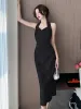 Dress Fashion Summer Long Evening Dress Women Ladies Clothing Chic Sexy Halter Slim Slit Midi Party Prom Birthday Robe Mujer Vestidos