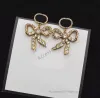 anelli di gioielli firmati Designer Doppia lettera Stud Lusso geometrico cristallo a forma di cuore Coppia zirconi Orecchini carini per gioielli da sposa a cerchio da donna
