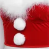 Camis Women Ladies Christmas Costume Bra Crop Top Faux Fur Trimming Fuzzy Ball Flannel Corset Tank Tops for New Year Xmas Clothes